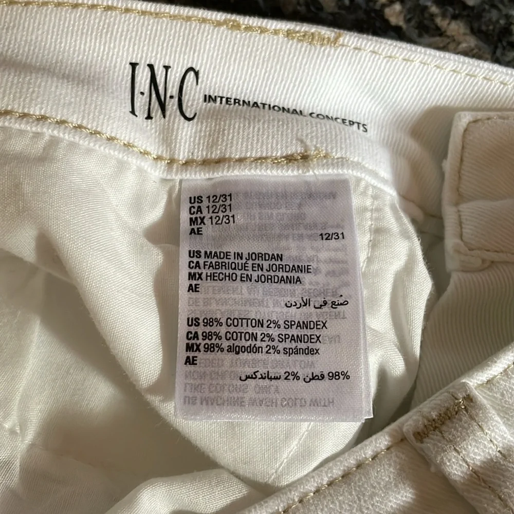 Inc White Denim Cuffed Jeans